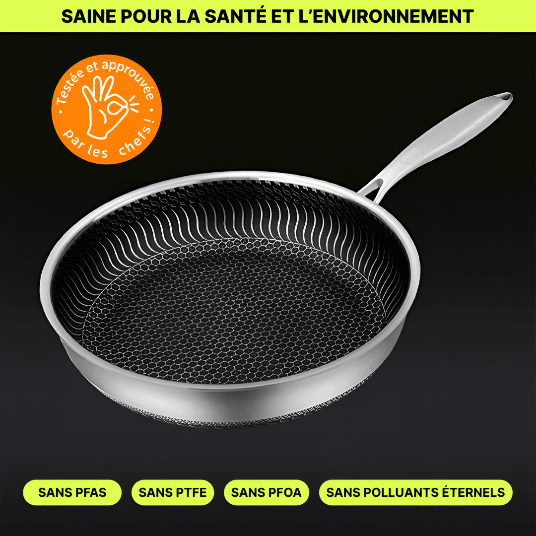 La Poêle Hybride Antiadhésive Inox Premium - 24 cm